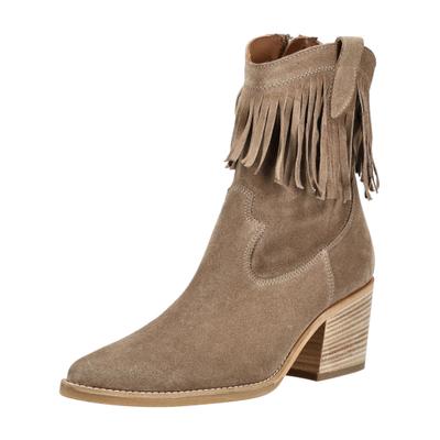 Bikerboots PAUL GREEN "Paul Green Stiefelette Veloursleder", Damen, Gr. 38,5, beige, Veloursleder, Schuhe Bikerboots