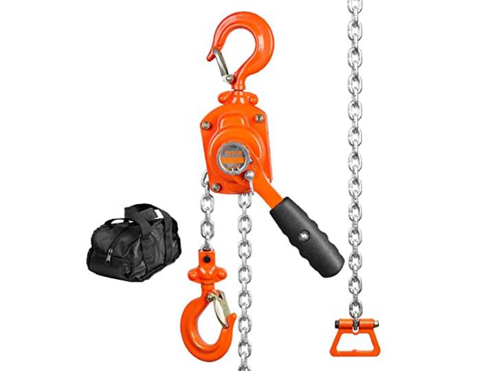 VEVOR Mini Palan à Levier Manuel 0\,5 T Palan à Chaîne à Cliquet Manutention Levage 2\,8 m Acier Carbone G80 Frein Weston Double Cliquet Guidage Chaîne Crochet 360° pour Marchandises Garage Quai Usine