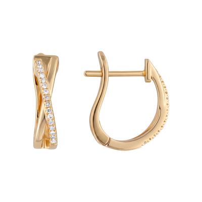 Paar Creolen JOBO "Ohrringe 16 mm", gold (vergoldet, fw = feines weiß), Ohrringe, Damen, 0,14, 0,14 VS = sehr kleine Einschlüsse, Diamanten Silber 925 (Sterlingsilber), Diamanten, Silber 925 (Sterlingsilber), 925 Silber vergoldet mit 32...