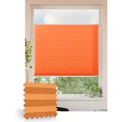 Plissee ohne Bohren nach Maß, Orange (crush) 121070, 30 x 80 cm, Plissee individuell maßangefertigt
