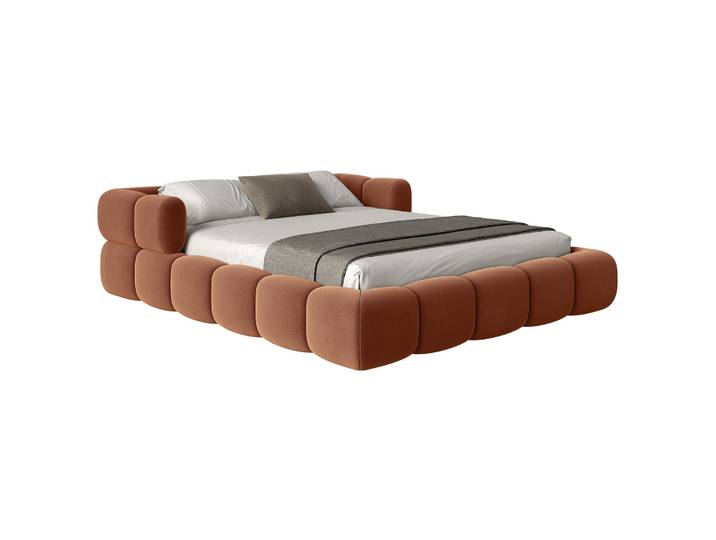 Upholstered bed 140x200 cm Stormi, rollbarer Lattenrost,