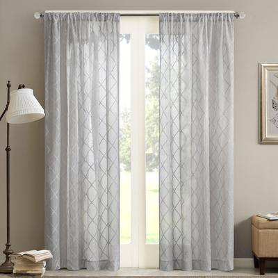 Madison Park Irina Embroidered Diamond Sheer Single Curtain Panel