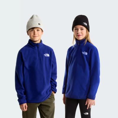Fleeceshirt THE NORTH FACE "TEEN GLACIER 1/4 ZIP PULLOVER", Mädchen, Gr. M, blau (bold blau), Fleece, Obermaterial: 100% Polyester, normal, Shirts
