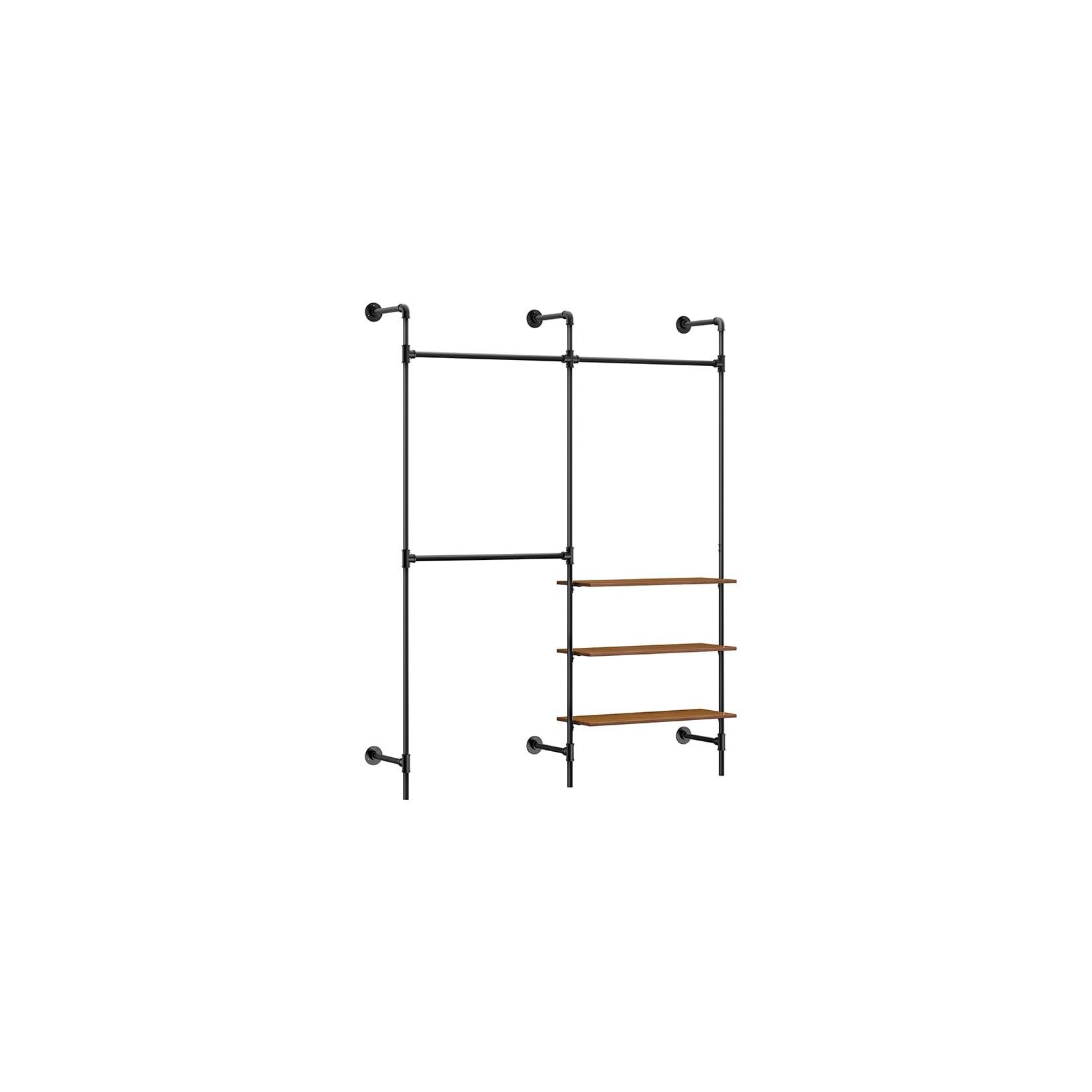 SoBuy Garderobenständer mit 3 Shelves Schwarz 168x46x220cm Industriell