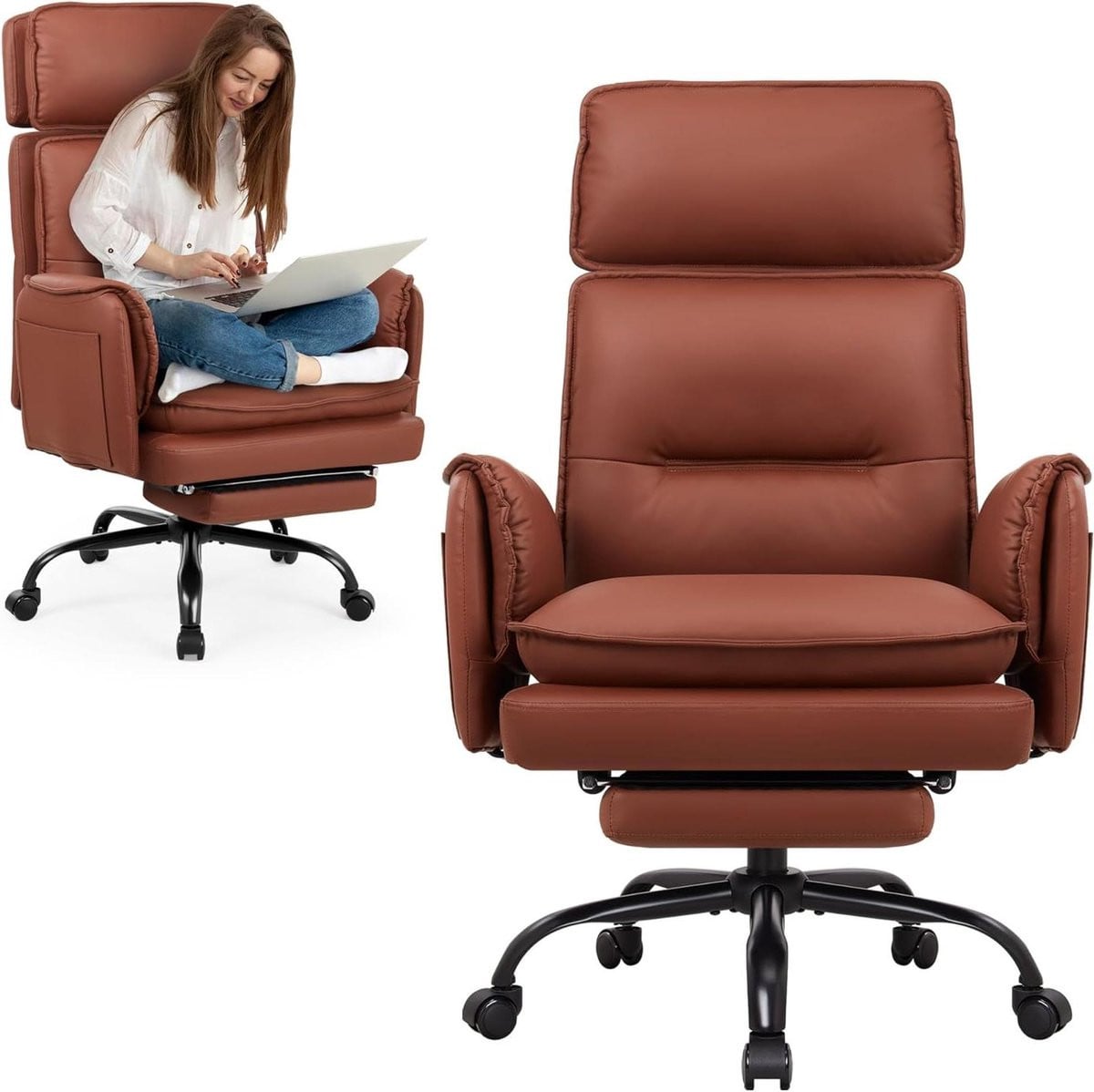 Ergonomische bureaustoel - Managersstoel XXL - Bruin