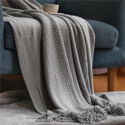 Youfap Market Textile City Tassel Knitted Throw Blanket, Winter Warm Decorative Bedspread light Grey s