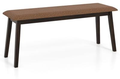 Costway 43.5 Inch Upholstered Entryway Bench with Rubber Wood Frame-Brown