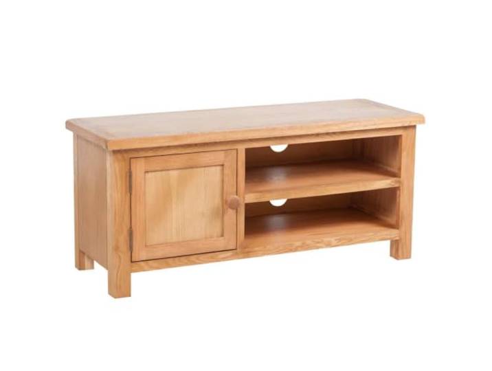 LKJephalotrope TV-Schrank Eiche Massivholz Rustikal TV Lowboard 103x36x46cm Rustikales TV Board aus Eiche für Wohnzimmer und Schlafzimmer mit zwei Kabelausgängen und vier praktischen Ablagefächern.