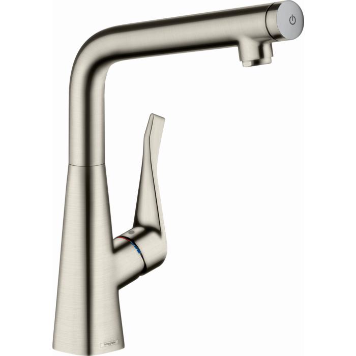 hansgrohe Metris Select 320 Küchenarmatur 14883800 Edelstahl-Optik, schwenkbarer Auslauf