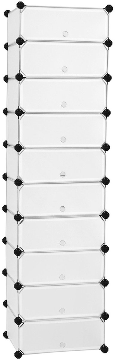 10-delige modulaire witte schoenenkast opbergorganizer B/D/H: 40 x 30 x 17 cm