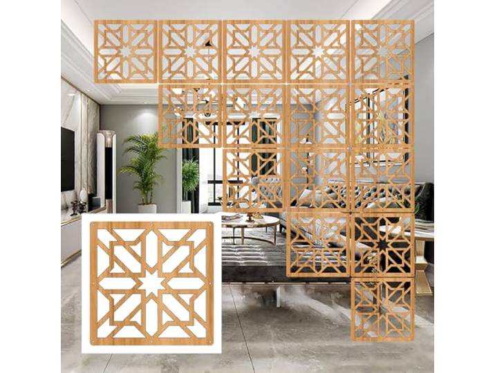 Elsaybro Hängende Raumteiler, Wood Plastic Hanging Room Divider Screen Panel Multicolor Pack of 15
