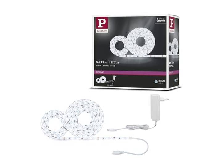 Paulmann 78976 Function SimpLED Kit ruban 7\,5m blanc lumièrejour 20W 230/12V DC blanc métal plastique