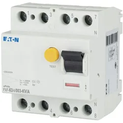 Eaton 102939 FI-Schalter, 63A, 4p, 30mA, Typ A PXF-63/4/003-KV/A