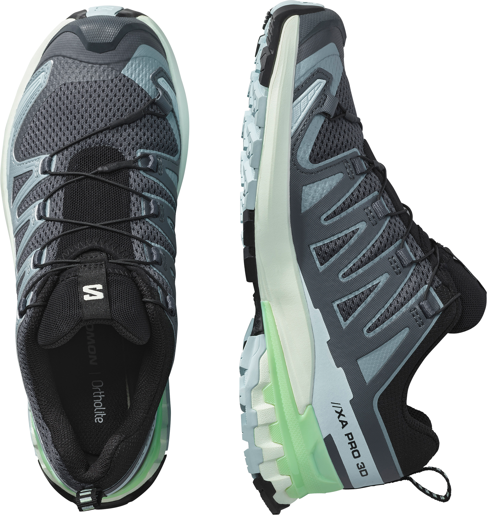 Trailrunningschuh SALOMON "XA PRO 3D V9 W", Damen, Gr. 38, atmungsaktiv, grün (turbulence, iced aqua, patina grün), Synthetik, Textil, Schuhe Trailrunningschuh, wasserdicht turbulence, iced aqua, patina grün 38, atmungsaktiv