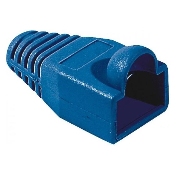 Exertis Connect Knickschutztülle für Modularstecker RJ45, Rundkabel, blau, VPE 10 Stück Knickschutztülle mit Rastnas (253174)