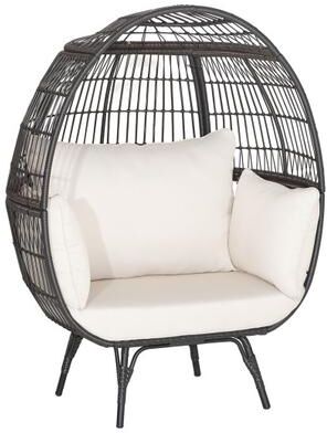 Costway Oversized Patio Rattan Egg Lounge Chair with 4 Cushions-Brown