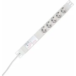 Kopp 930504014 PROFIversal 5-fach, Steckdosenleiste in Schutzkontakt-Ausführung, mit Geräteschutzfilter, 19”, 2m Zuleitung, Farbe: aluminium