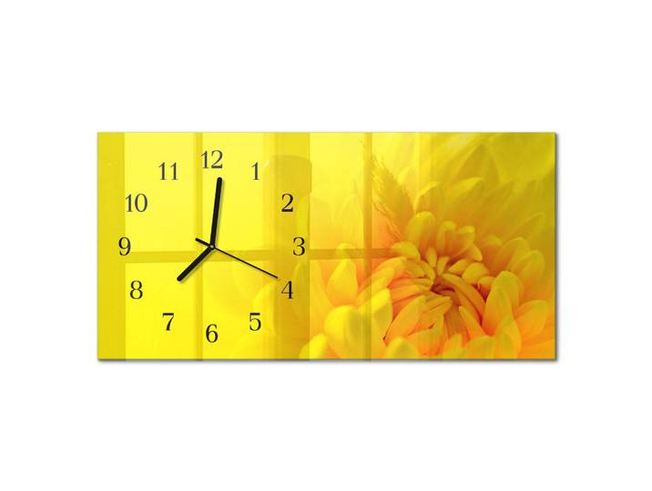 Tulup Wanduhr 60x30 cm - Gras, Gelb, Glas, Rechteckig, 60x30x0.4 cm, Dekoration, Uhren, Wanduhren