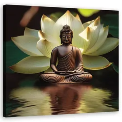 WANDBILD zen buddha seerose