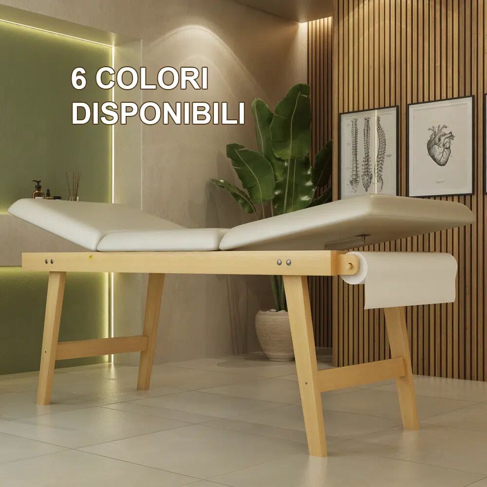 MG Legno Lettino medicale da massaggio in Legno Massello di Faggio Italiano NOCE