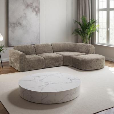 ZWYO HOSIMU "111"" Modern Curved Sectional Sofa with High-Density Fully Compressed Sponge and Ottoman for Living Room"