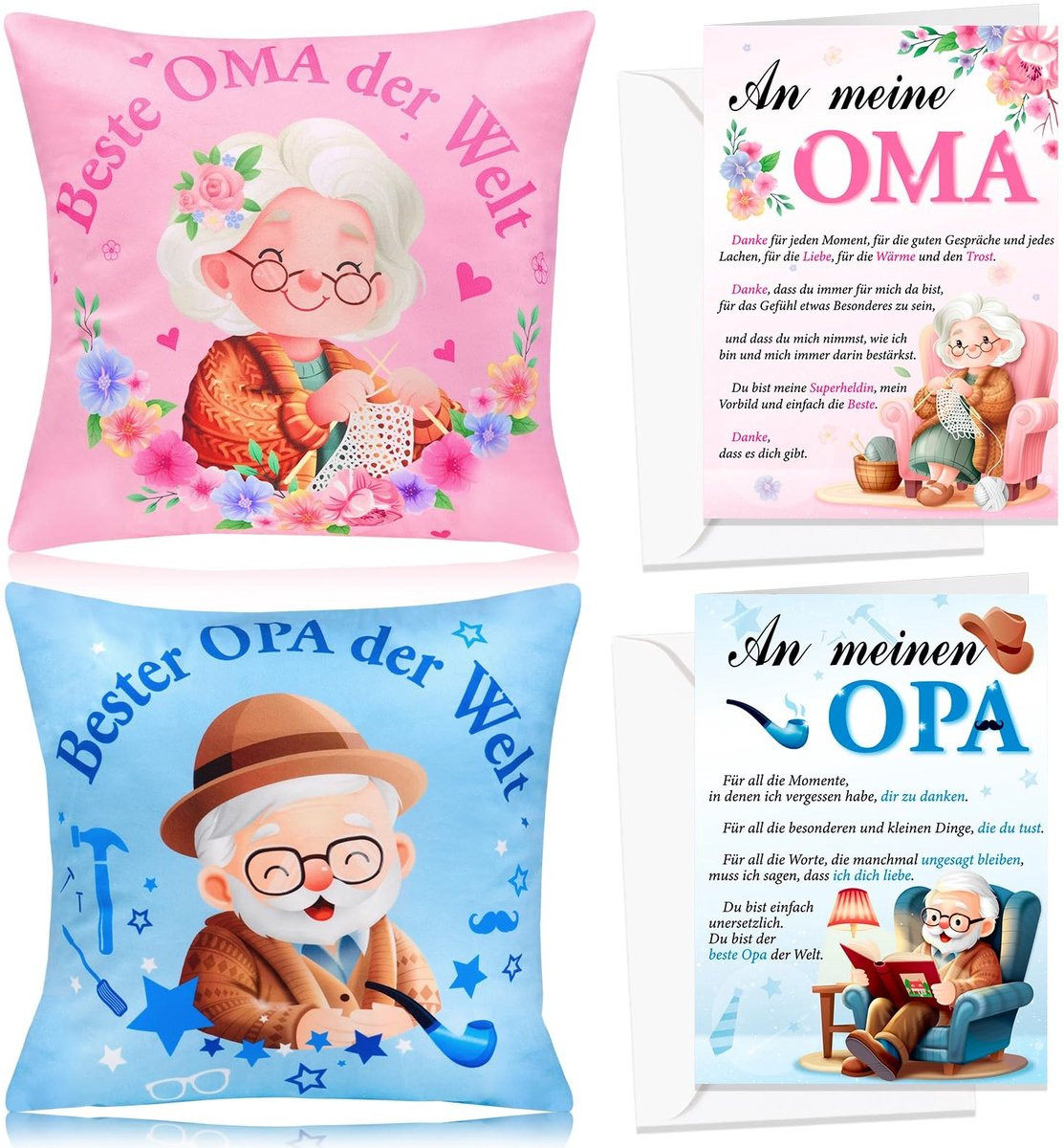 Dailygoods Kussensloop voor Oma of Opa van Zacht Katoen met Sentimentele Kaart, 45 x 45 cm