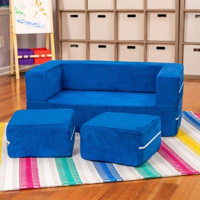 Jaxx Bean Bags Jaxx Zipline Modular Kids Loveseat with Ottomans