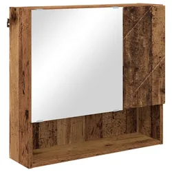 Helloshop26 - Moderner Spiegelschrank platzsparend Badezimmeraufbewahrung 59 x 17 x 55 cm aus altem Holzwerkstoff