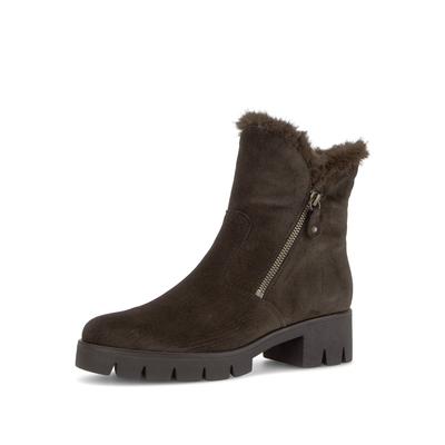 Winterstiefelette GABOR, Damen, Gr. 37,5, wärmend, braun (mocca), Veloursleder, unifarben, Basic, Schuhe Winterstiefelette, Winterboots mit Wechselfußbett, daher für eigene Einlagen geeignet