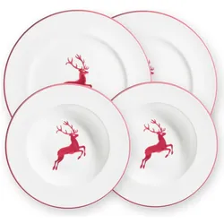 Gmundner Keramik, Geschirrset, Bordeauxr. Hirsch Dinner für 2 Gourmet