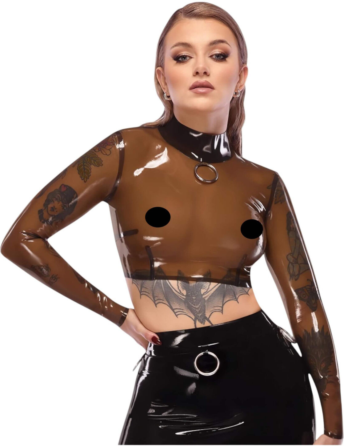 Late X transparent latex top (translucent black) - M