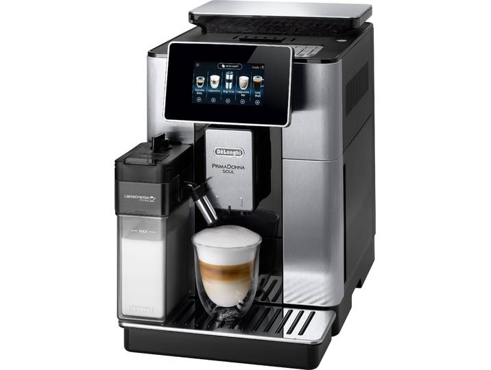 DE'LONGHI Kaffeevollautomat PrimaDonna Soul ECAM610.75.MB - Mit Kaffeekannen-Funktion , silber (edelstahlfarben), B:26,2cm H:39cm T:48,5cm, Kaffeevollautomaten, Inkl. Kaffeekanne, Bean Adapt Technology, Edelstahl, Scheibenmahlwerk, Kaffeevollautomat, Topseller