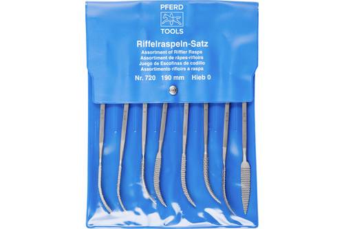 PFERD TOOLS 12707202 Präzisions-Riffelfeilen-Set Typ 720 P 190mm Schweizer Hieb 0, grob Länge 190mm 1 Set