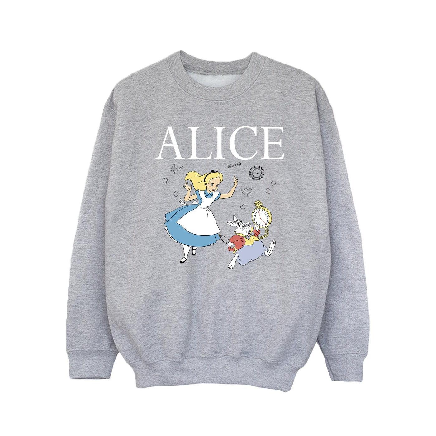 Disney Meisjes Alice In Wonderland Volg Het Konijn Sweatshirt (Sportgrijs)