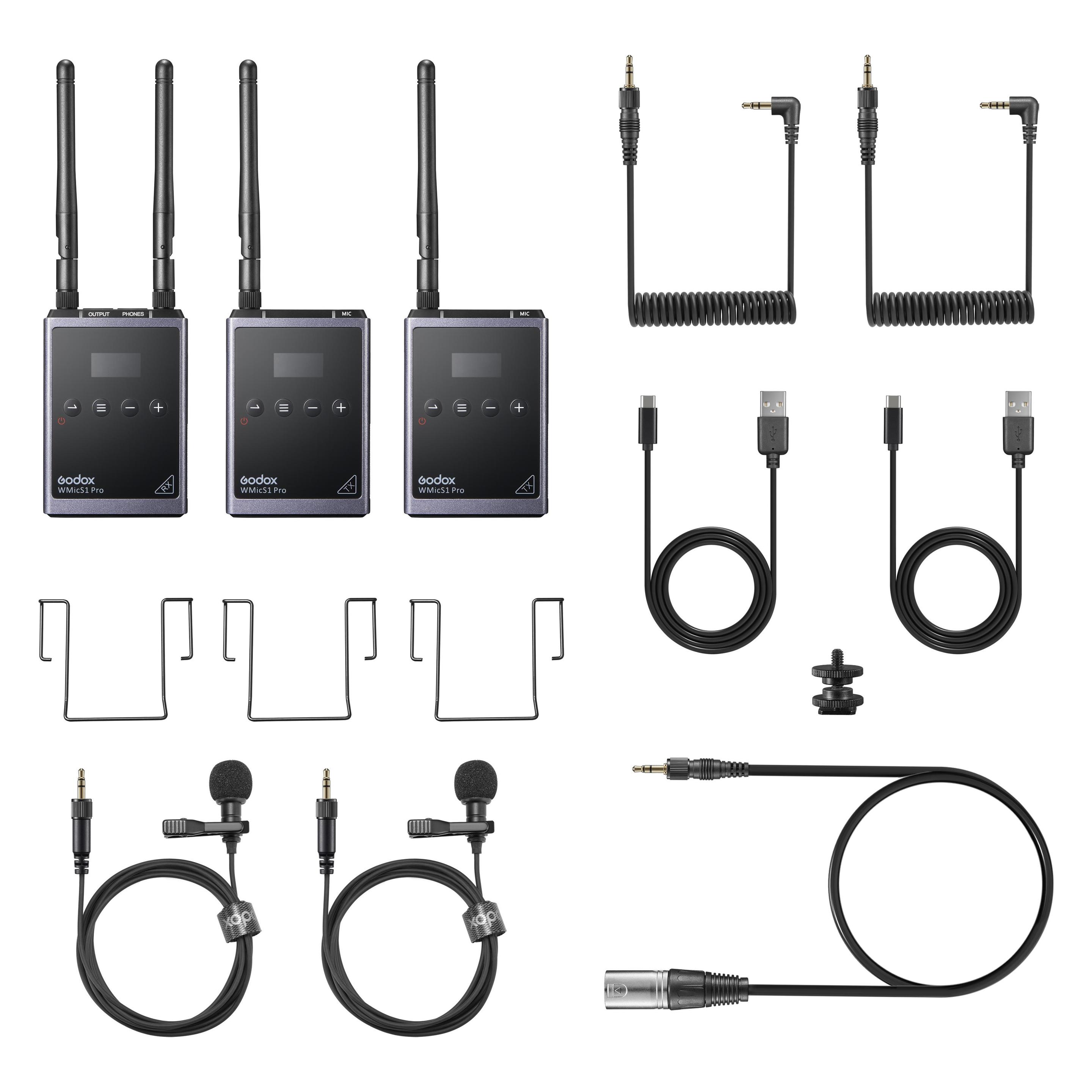 Godox Camera-Mount, 2-Pers. Omni Lavalier-Mic Wireless Omni Lavalier Microphone System (WMicS1 PRO Kit2)