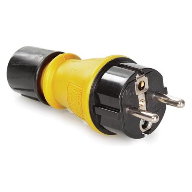Perel Robuster IP54 Aussenstecker, Schutzkontakt/Schuko, mit Deckel und Kabelverschraubung (E390YG)