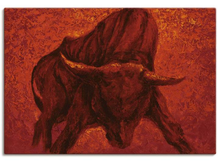 Wandbild ARTLAND Katalanischer Stier , rot (farbe bild(er): rot), B:130cm H:90cm, Bilder, Wandbild, als Leinwandbild, Poster in verschied. Grössen