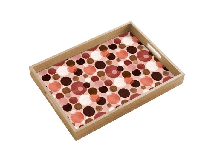 OnlyWow Tablett - Kreise - Modern - Farbenfroh - 50x35 cm, Rosa, Holz, Echtholz,Eiche, Rechteckig, 50x5x5 cm, Geschirr, Tischkultur & Serviergeschirr, Tabletts