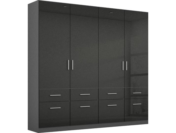 Drehtürenschrank, Graumetallic, 181x197x54 cm, Holzwerkstoff, Mit Schubkästen, Landhaus, Rauch
