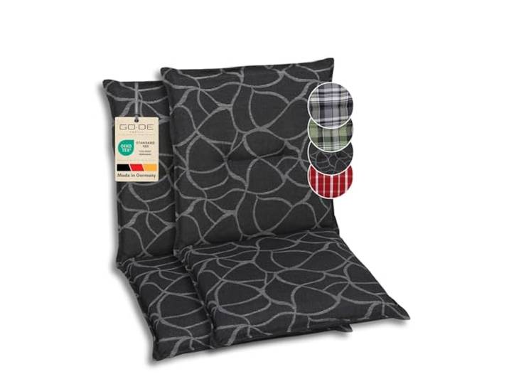 GO-DE Textil Bequeme und attraktive Polsterauflagen für Niederlehner-Gartenstühle (2er-Set, Art anthrazit, Niederlehner)