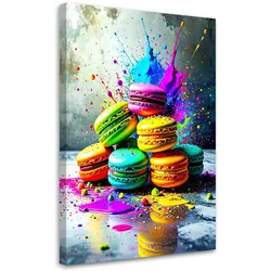 LEINWANDBILD Bunte Macarons Kekse 70x100cm