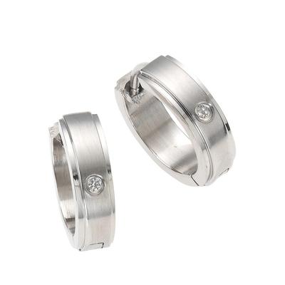 Paar Creolen FIRETTI "Schmuck Geschenk Basic, Matt/Glanz Optik", silber (edelstahlfarben, kristallweiß), Ohrringe, Damen, 15mm, Edelstahl, mit Zirkonia (synth.)