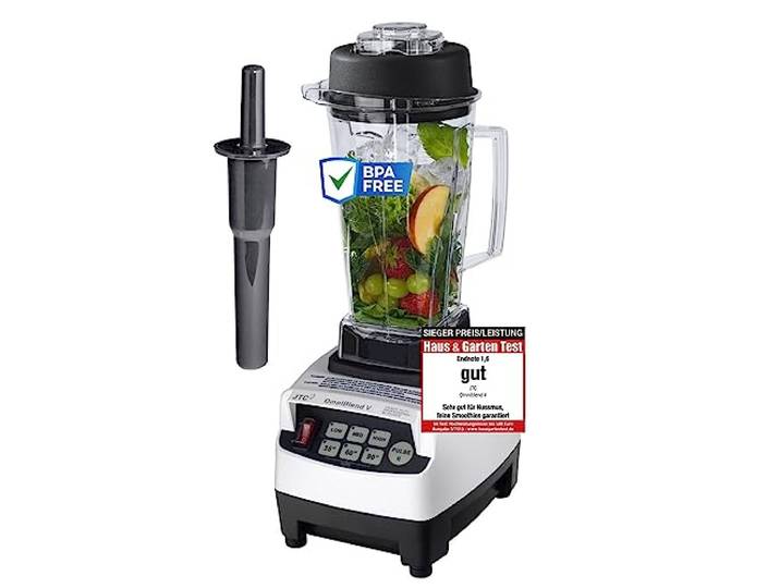 OmniBlend Smoothie Maker 2L in weiß I Smoothie Mixer inkl. BPA-freiem Behälter & 6-Klingen-System aus Edelstahl I Mixer Smoothie Maker ideal für grüne Smoothies I Standmixer mit 3 PS Motor