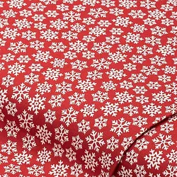 Baumwollstoff Eiskristalle "Sina", rot/weiß