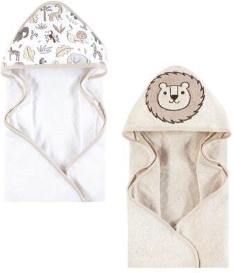 Hudson Baby Cotton Animal Face Hooded Towel, Neutral Safari, One Size - Neutral Safari - One Size