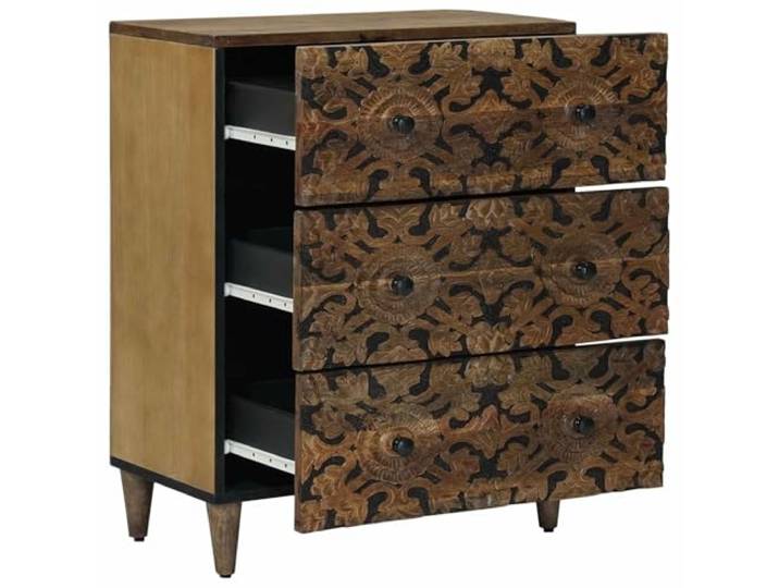 RJPLMFV Anrichte aus massivem Mangoholz, braun, 60 x 33,5 x 75 cm Robustes Aufbewahrungsmöbel, klares Design, kontrastierende Füße, pflegeleicht, robustes Massivholz