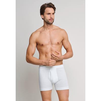 Boxershorts SCHIESSER "Essentials", Herren, Gr. 8, weiß (100, weiß), Feinripp, Obermaterial: 100% Baumwolle, körpernah, Unterhosen, mit Eingriff, bequeme Feinripp-Qualität, Soft-Bund