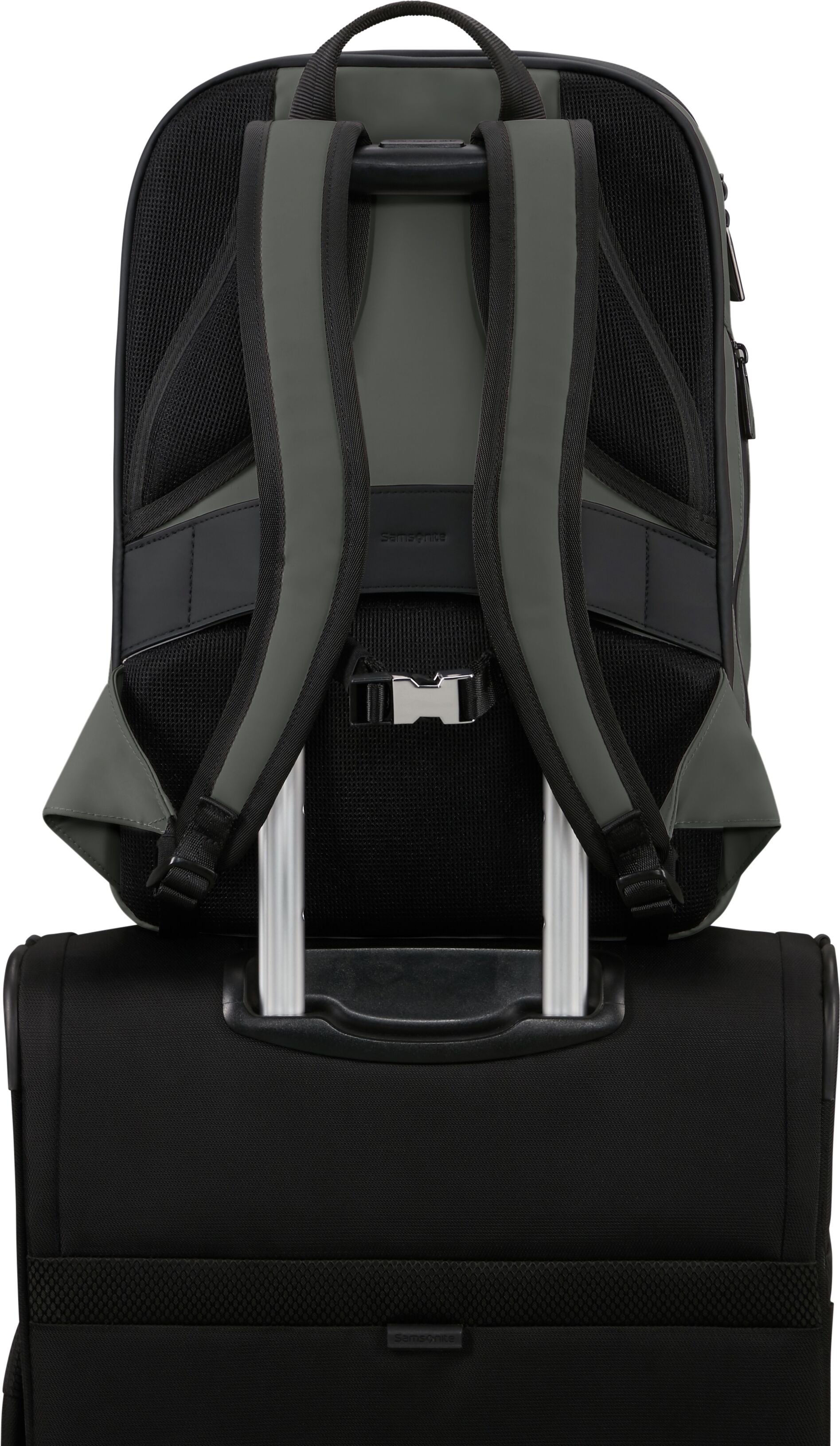 Laptoprucksack SAMSONITE "GLAM-GO 15,6 Zoll", Damen, Gr. B/H/T: 30cm x 42cm x 13cm, grau (climbing ivy), Polyester, Rucksäcke Laptoprucksack, mit separatem Laptop- und Tabletfach, mit Reissverschluss im Hauptfach climbing ivy B/H/T: 30cm x 42cm x 13cm
