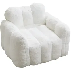 MODFU Sitzsack Plüsch Weiß, lotusförmig, mit Schaumstoff- und Faserfüllung