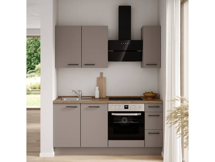 Küchenzeile High-Line Senso Variante A 180cm Ausrichtung rechts Braun/Latte Macchiato ohne Elektrogeräte